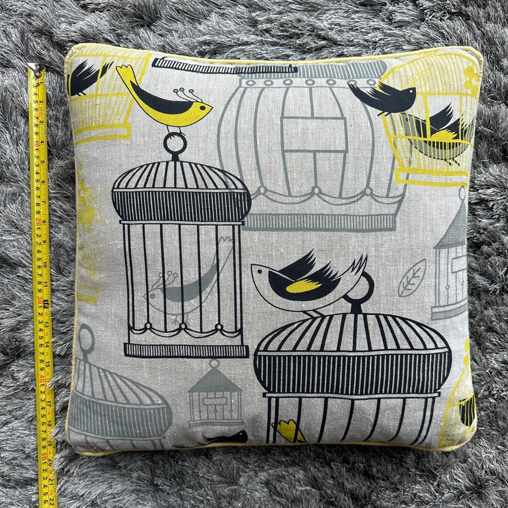 MODSHOP THROW PILLOW-BIRD CAGES-SILK SCREEN ON LINEN-GLAM HOLLYWOOD MODERN - Picture 5 of 8